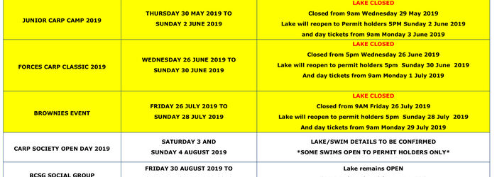 EVENTS - HORSESHOE LAKE 2019 EVENTS - HORSESHOE LAKE 2019